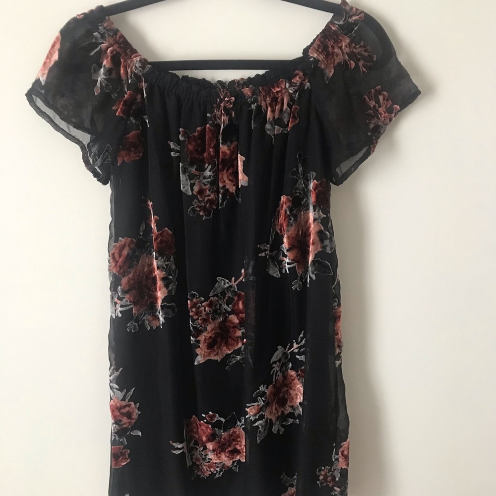Black Mesh Dress w/ Floral Detailing